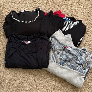 BUNDLE (4) Artsy Eccentric Art Teacher 3/4 sleeve asymmetrical Tunics Medium